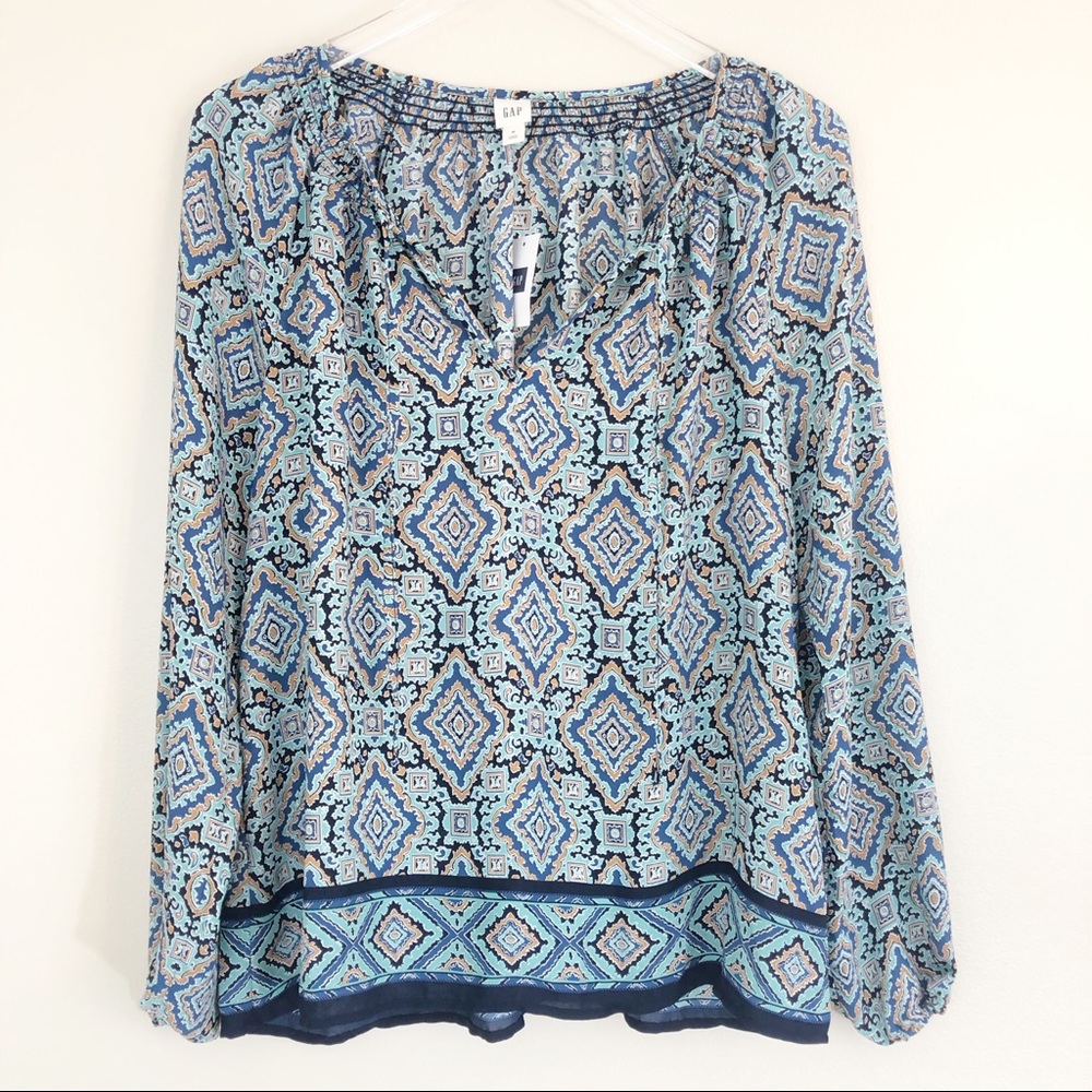 Gap | NWT Women's Print Geometric Tie-Neck Blouse